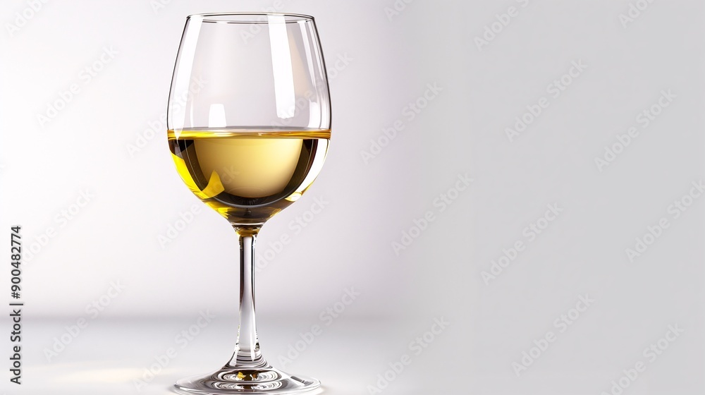 Chilled white wine in a crystal wine glass, isolate on white background, crisp and elegant Chilled white wine in a crystal wine glass, isolate on white background, crisp and elegant
