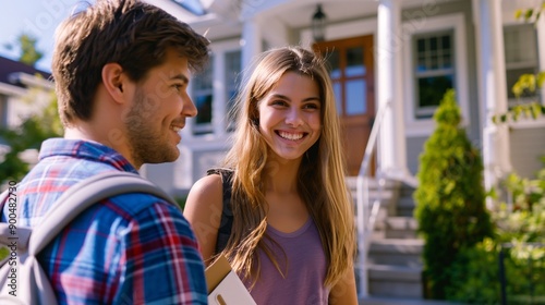 A young couple moving into their first home.