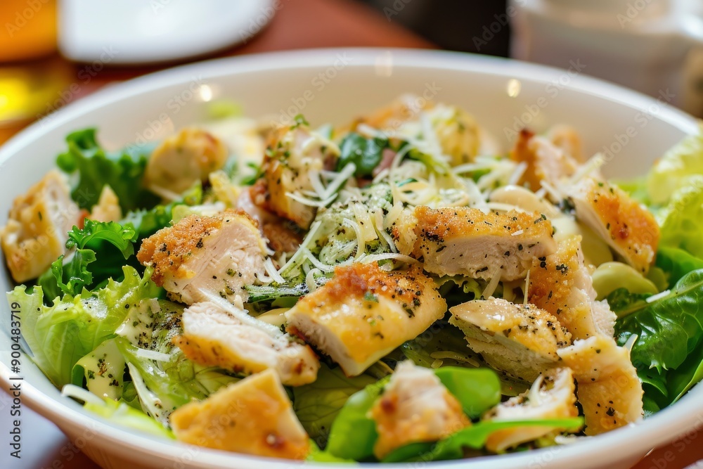 Delicious Caesar Salad! Or a London salad with chicken breast and homemade mayonnaise! Ideal photo for the menu, generative ai Delicious Caesar Salad! Or a London salad with chicken breast and homemade mayonnaise! Ideal photo for the menu, generative ai