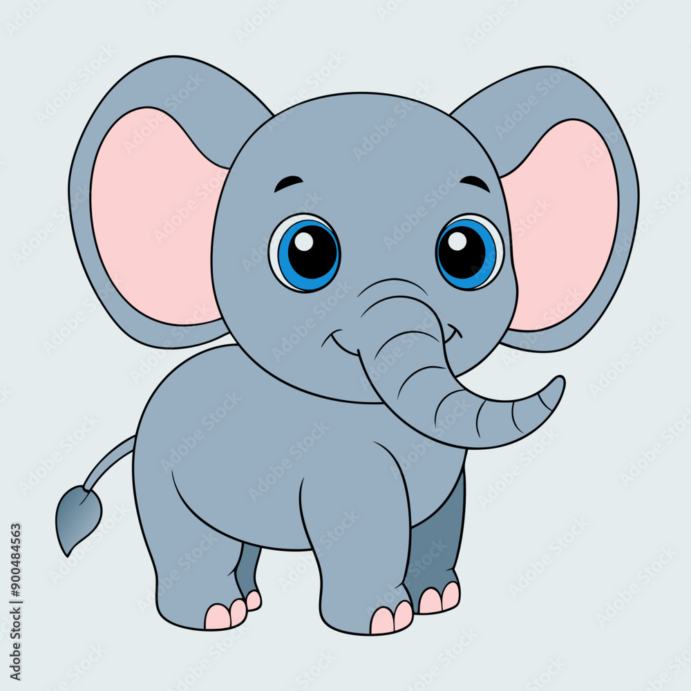 Fototapeta premium Cartoon elephant vector art illustration. Perfect for children's books, nursery décor, and cute designs.