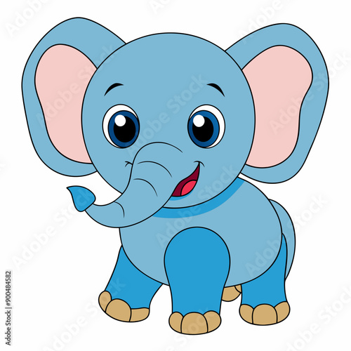 Cartoon elephant vector art illustration. Perfect for children's books, nursery décor, and cute designs. © bizboxdesigner