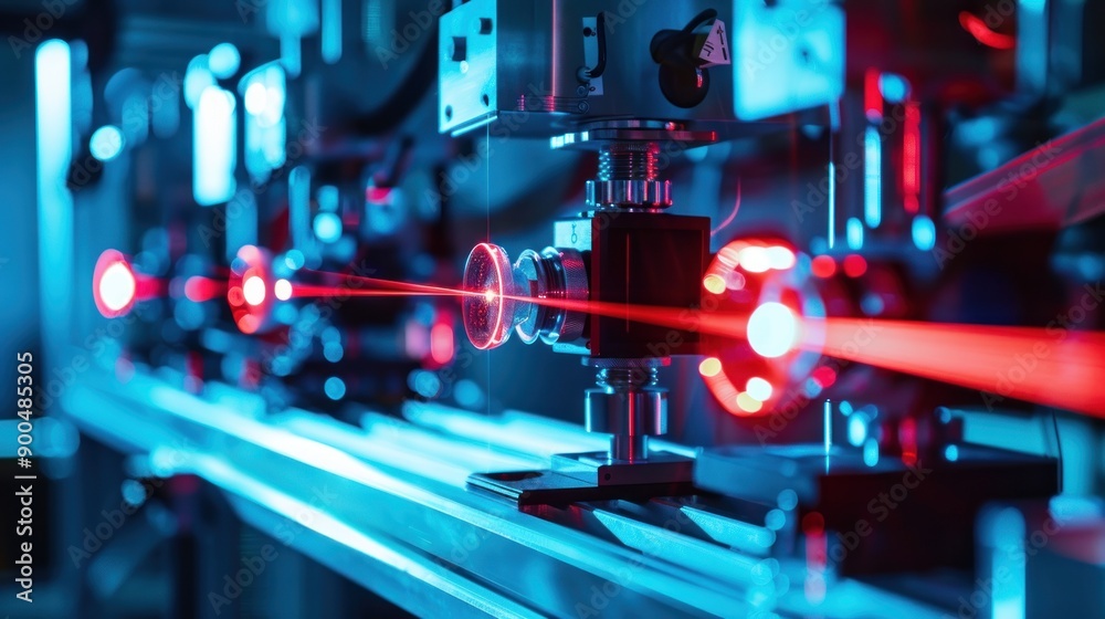 Red Laser Beam in a Technological Setting