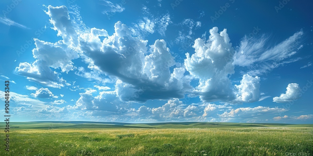 Fototapeta premium Majestic Meadow: A Captivating Landscape Under Dramatic Skies