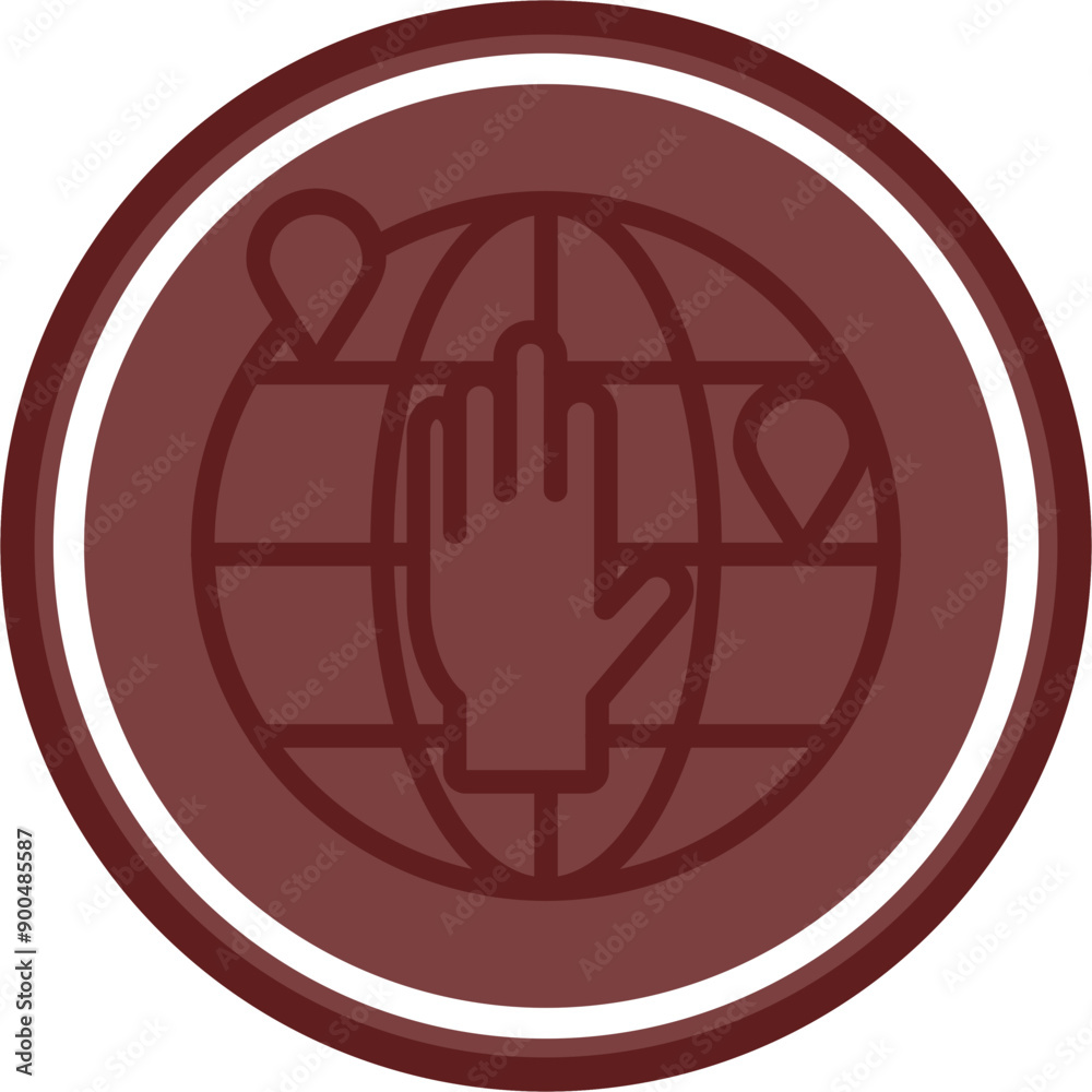 Volunteering Abroad Vector Line Double Circle Maroon Volunteering Abroad Vector Line Double Circle Maroon