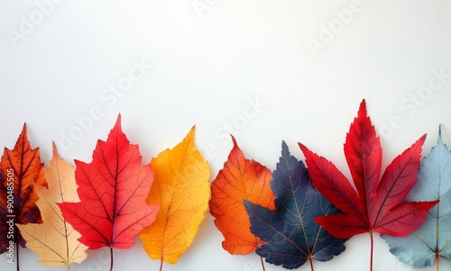 Autumn Leaves Against White Background