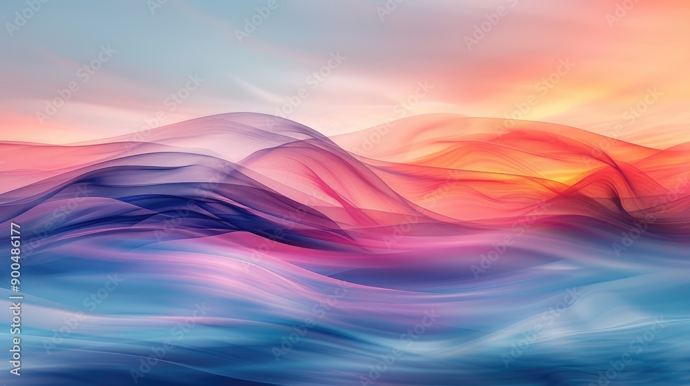 Abstract Landscape with Colorful Waves at Sunrise Abstract Landscape with Colorful Waves at Sunrise