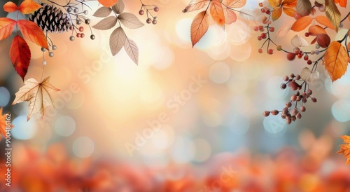 Autumn Maple Leaves With Bokeh