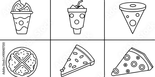 Different Styles of Pizza Slices and Refreshing Soft Drinks: Ideal for Meals and Parties