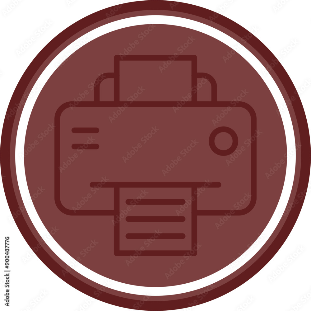Printer Vector Line Double Circle Maroon Printer Vector Line Double Circle Maroon