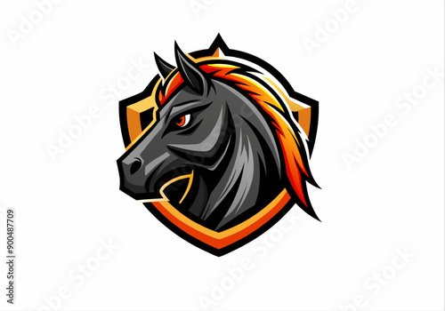 animal, black, defense, design, elegance, elegant, face, graphic, guard, head, horse, horse logo, icon, illustration, logo, luxurious, luxury, mascot, protect, secure, security, shield, stallion,