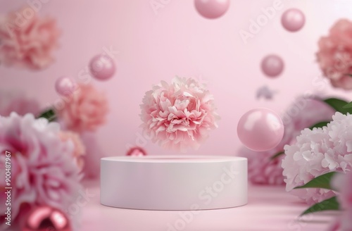 Pink Flower And Orb Still Life