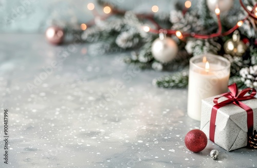 Christmas Decor With Candle and Gift