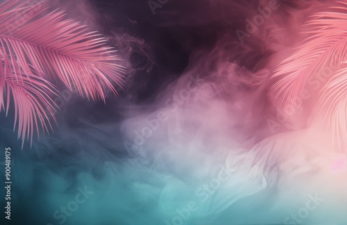 Neon Palm Leaves in Smoke