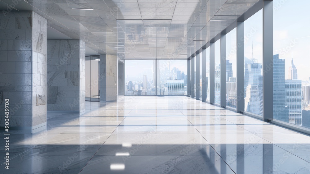 Modern Office Space with City Skyline View Modern Office Space with City Skyline View