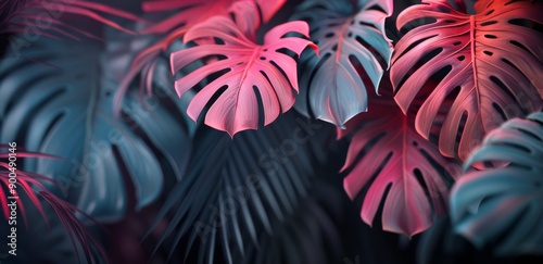 Tropical Leaves With Bokeh Lights