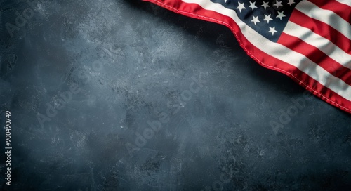 American Flag on Blue Background