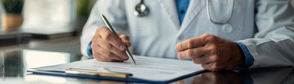 A medical professional writing notes during a consultation, emphasizing care and attention to patient information. A medical professional writing notes during a consultation, emphasizing care and attention to patient information.