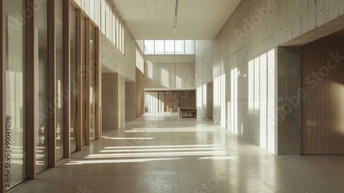Interior front view of an empty modern building.
