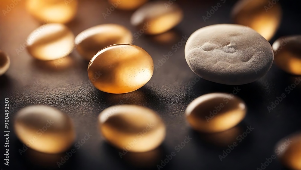 Health Supplements: Gel Capsules and Smooth Stone Health Supplements: Gel Capsules and Smooth Stone