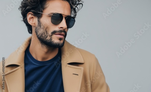Man in Tan Coat and Sunglasses Outdoors