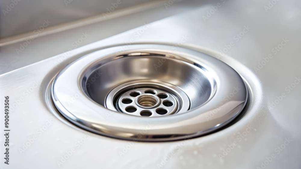 Closeup of a Stainless Steel Kitchen Sink Drain. Closeup of a Stainless Steel Kitchen Sink Drain.