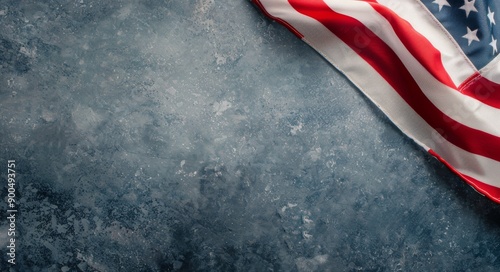 American Flag on Blue Background