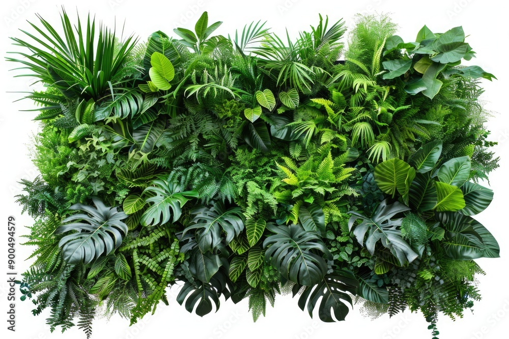 A close-up view of a green wall covered in various plants and foliage A close-up view of a green wall covered in various plants and foliage
