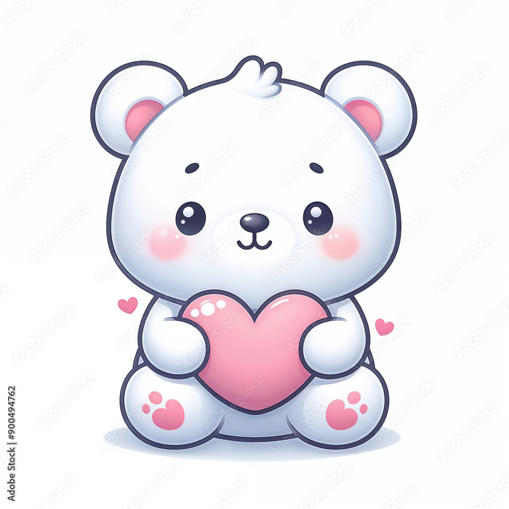 Cute cartoon teddy bear on white background. AI Cute cartoon teddy bear on white background. AI