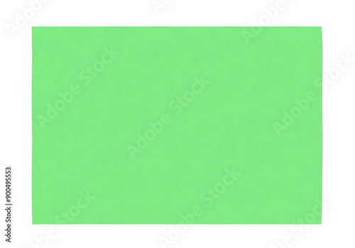 A green piece of paper horizontal. On isolated transparent background.