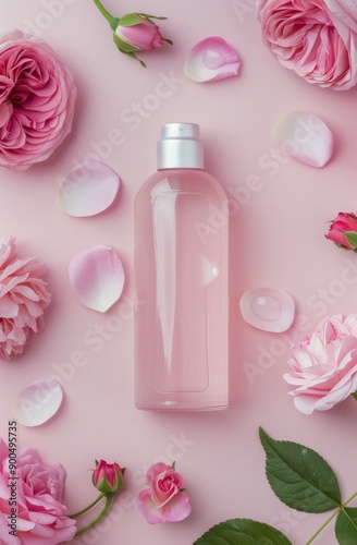 Rose Scented Body Wash on Pink Background