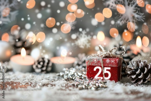 Christmas Gift Box With Number 25