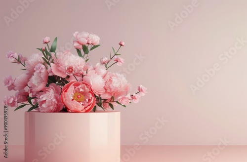 Pink Peony and Blossom Display