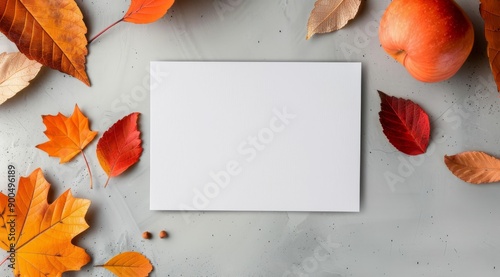 Autumn Leaves Surrounding a Blank Card