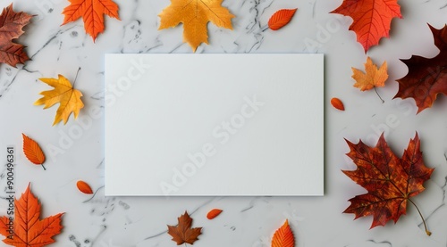 Autumn Leaves Surrounding a Blank Card