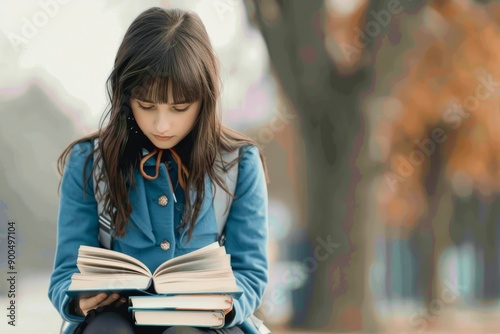Young Girl Reading Outdoors