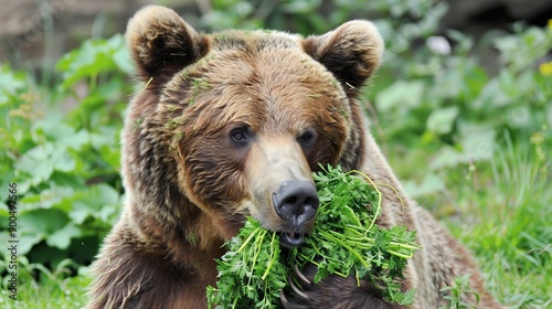 Brown bears primarily consume plants, occasionally adding animal meat to their diet