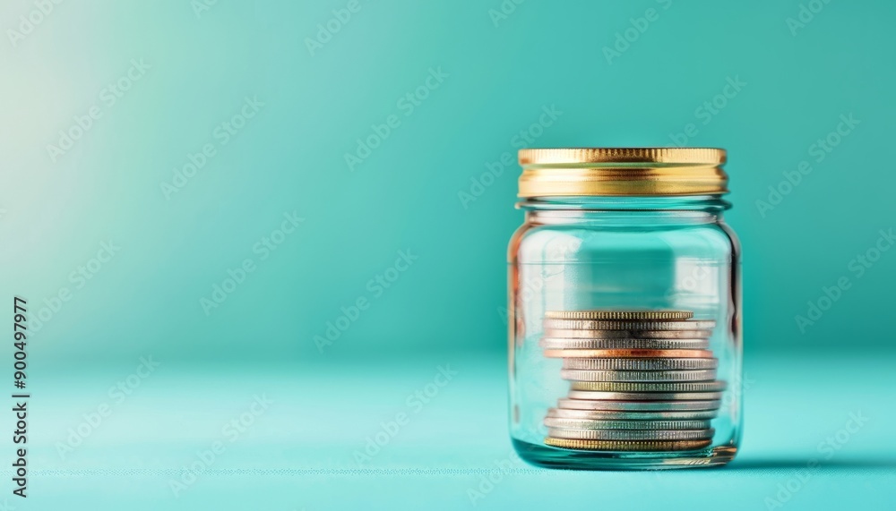 A clear jar filled with coins, symbolizing savings, finance management, and wealth accumulation against a bright background. A clear jar filled with coins, symbolizing savings, finance management, and wealth accumulation against a bright background.