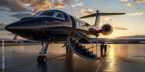Private Jet at Sunset