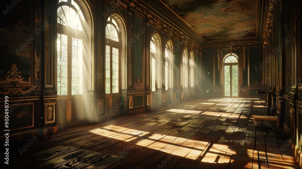 Sunlight Streaming Through Windows in a Grand Hall Sunlight Streaming Through Windows in a Grand Hall