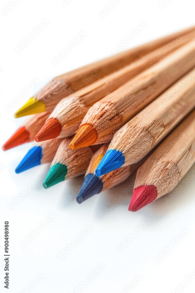 A collection of colorful pencils arranged neatly together A collection of colorful pencils arranged neatly together