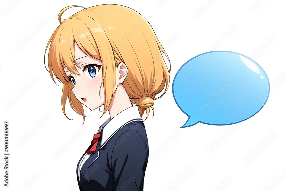 Anime Businesswoman crying with Blank Speech Bubble for Creative Dialogues Anime Businesswoman crying with Blank Speech Bubble for Creative Dialogues