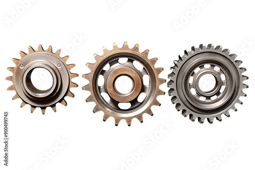Set of Metalic Gear Wheels PNG Mechanical Gear Wheel  Teeth isolated on white and transparent background - Gear assembly motor Industrial Advertising Concept