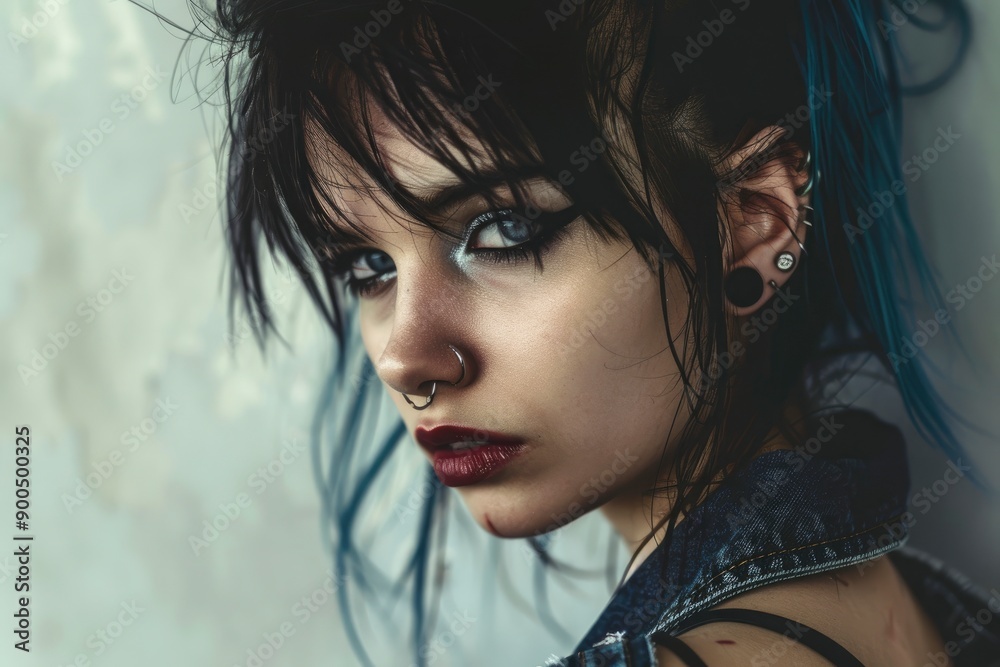 Portrait of an attractive punk girl, generative ai Portrait of an attractive punk girl, generative ai