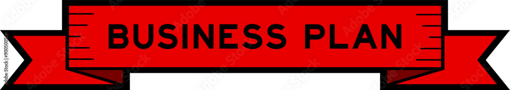 Ribbon label banner with word business plan in red color on white background Ribbon label banner with word business plan in red color on white background