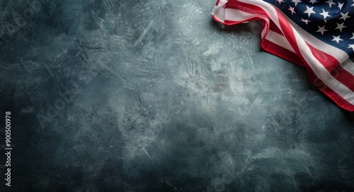 American Flag on Blue Background