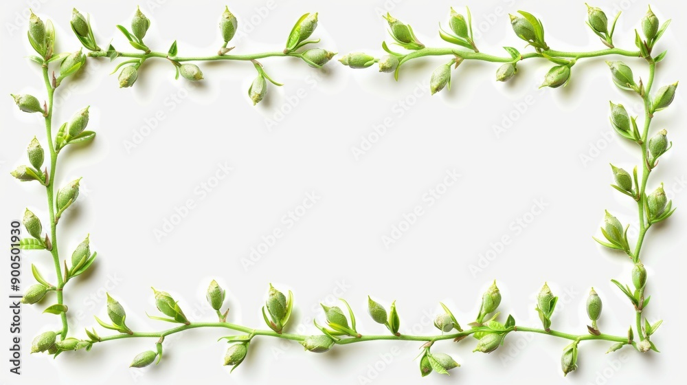 Fototapeta premium Frame is made from individual green flower clusters arranged in a square frame pattern.