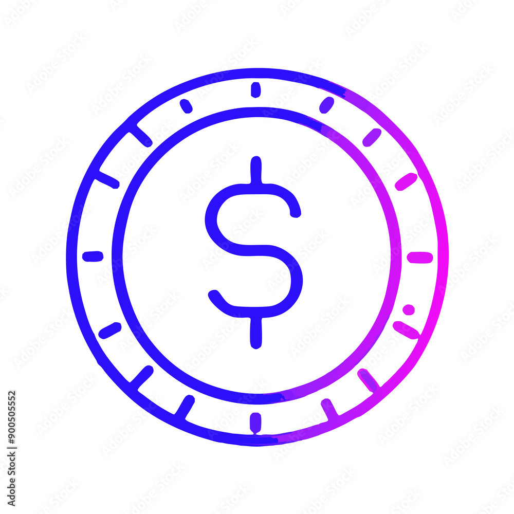 dollar coin with blue and purple color style icon dollar coin with blue and purple color style icon