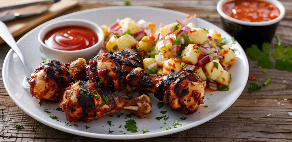 Grilled Chicken Legs With Potato Salad Grilled Chicken Legs With Potato Salad