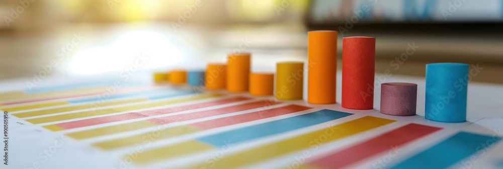Obraz premium Colorful Wooden Blocks on a Striped Chart - Illustration