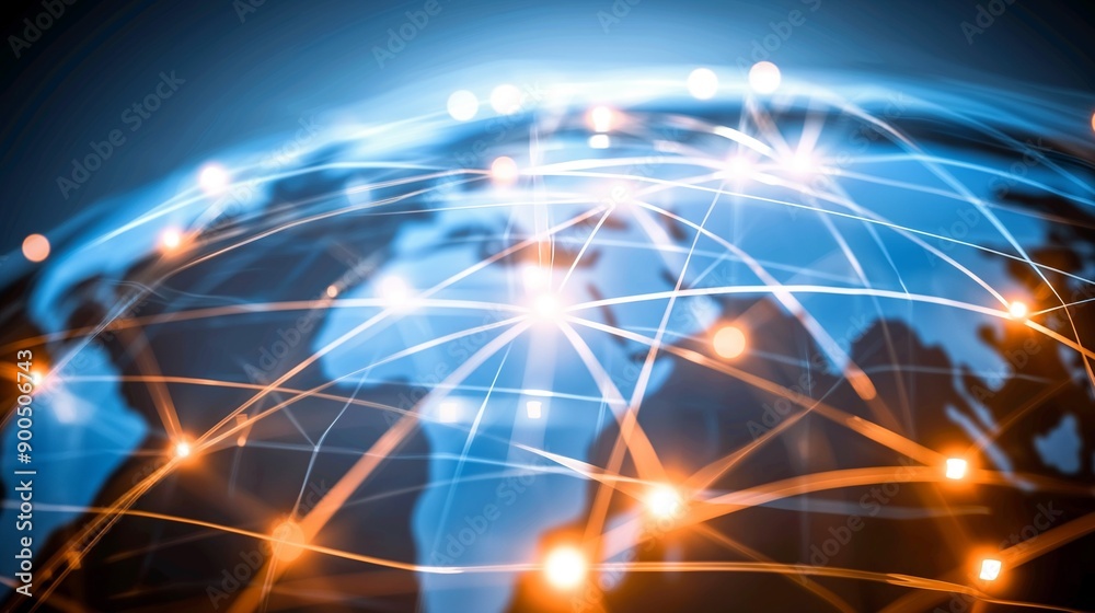 Obraz premium Global Business Digital World Circuit Concept Earth